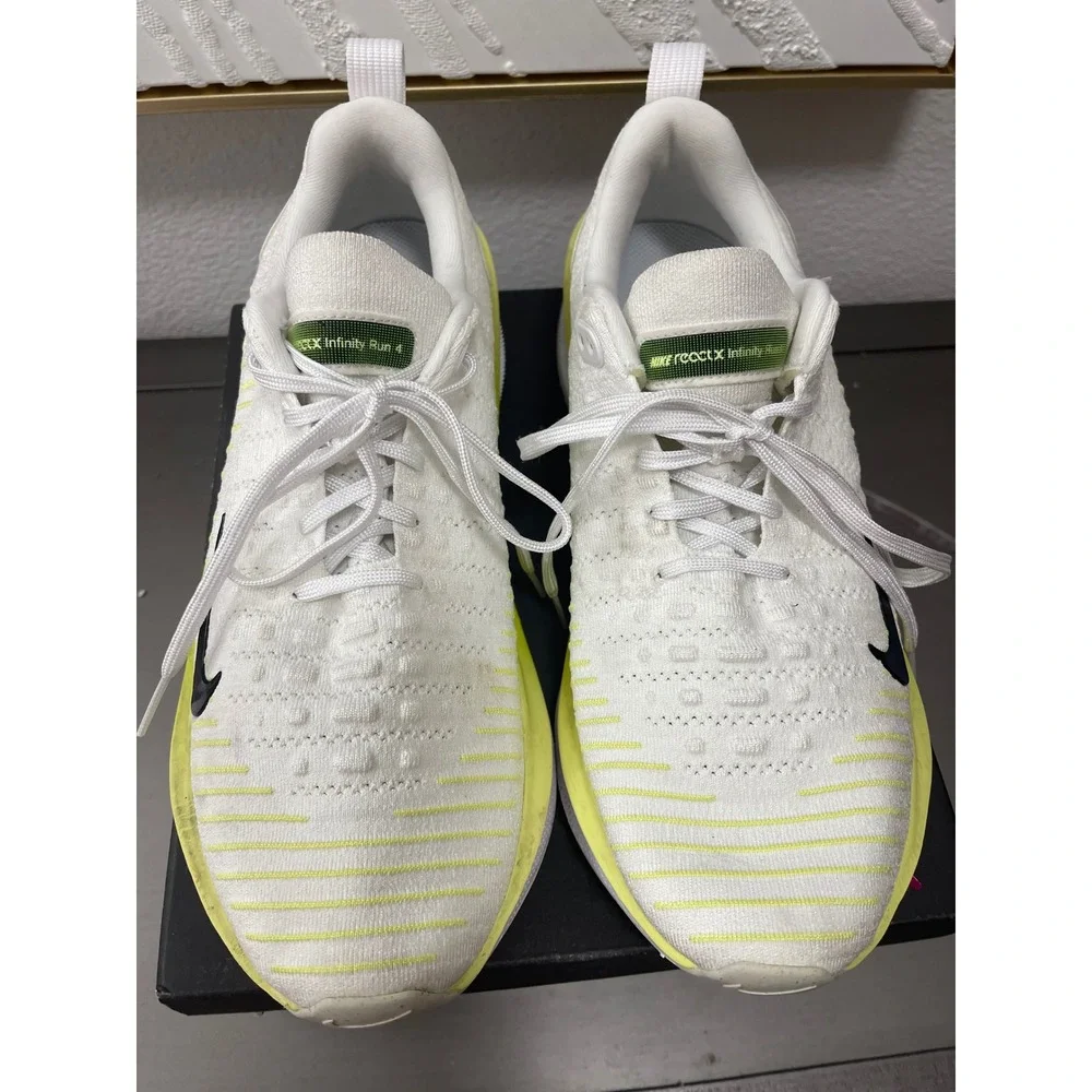Nike ReactX Infinity Run 4 Mens White Volt Yellow Running Shoes DR2665-101 (10)